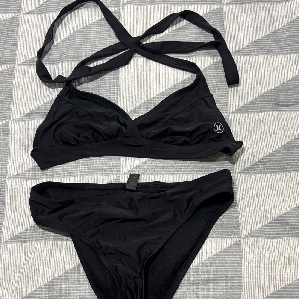 Hurley Black Halter Two-Piece Bikini